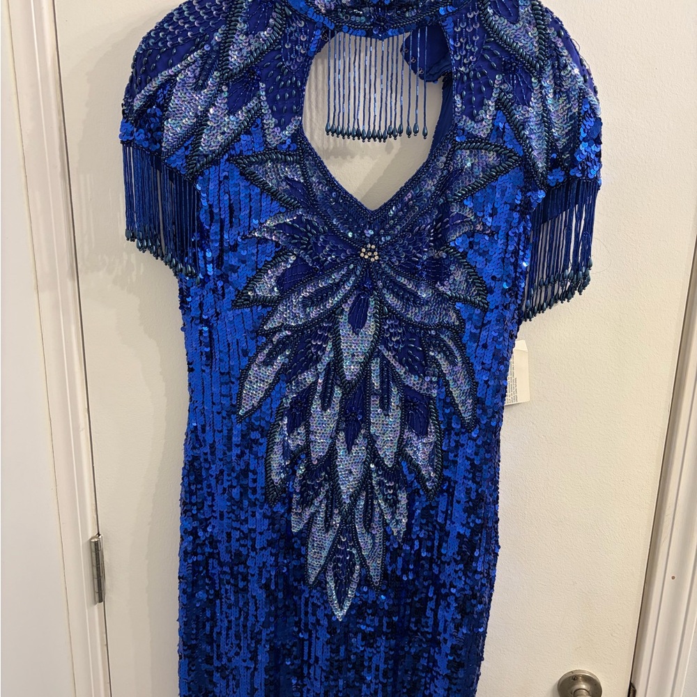 Jacqueline Ferrar Blue Sequin Midi Dress